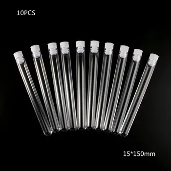 

10Pcs Plastic Test Tubes Lab Test Tool With Screw Cap Transparent 15 * 150mm