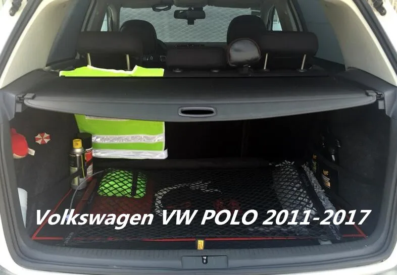 

JINGHANG Car Rear Trunk Security Shield Cargo Cover For Volkswagen VW POLO 2011-2017 High Quali Auto Accessories Black Beige