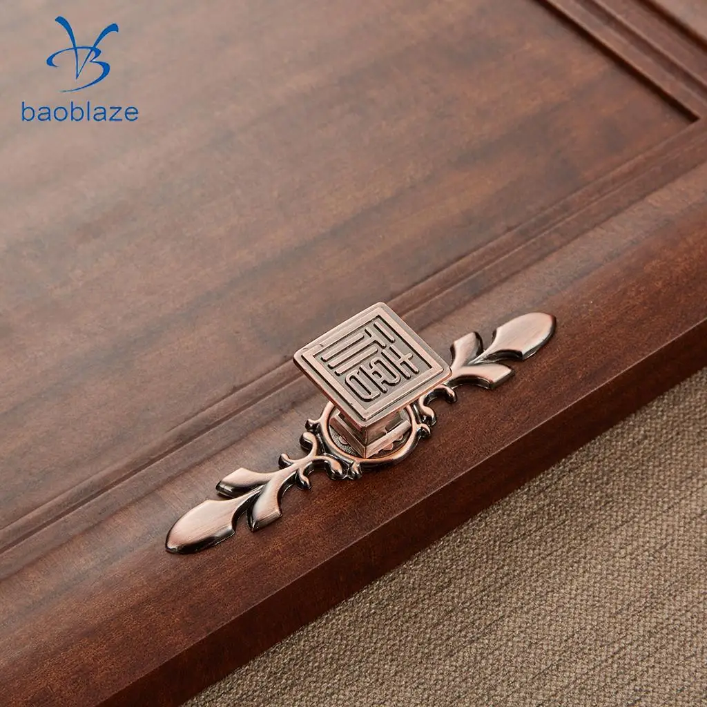 Vintage Antique Bronze/Copper Chinese Style Pull Handle Knob for Kitchen Cabinet Door Dresser Drawer Retro Furniture Handle