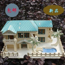 3D деревянная модель «сделай сам» головоломка игрушка Детский наряд для дня Рождения подарок ручной работы Соберите beach house вилла деревянная игра woodcraft строительный комплект 1 комплект