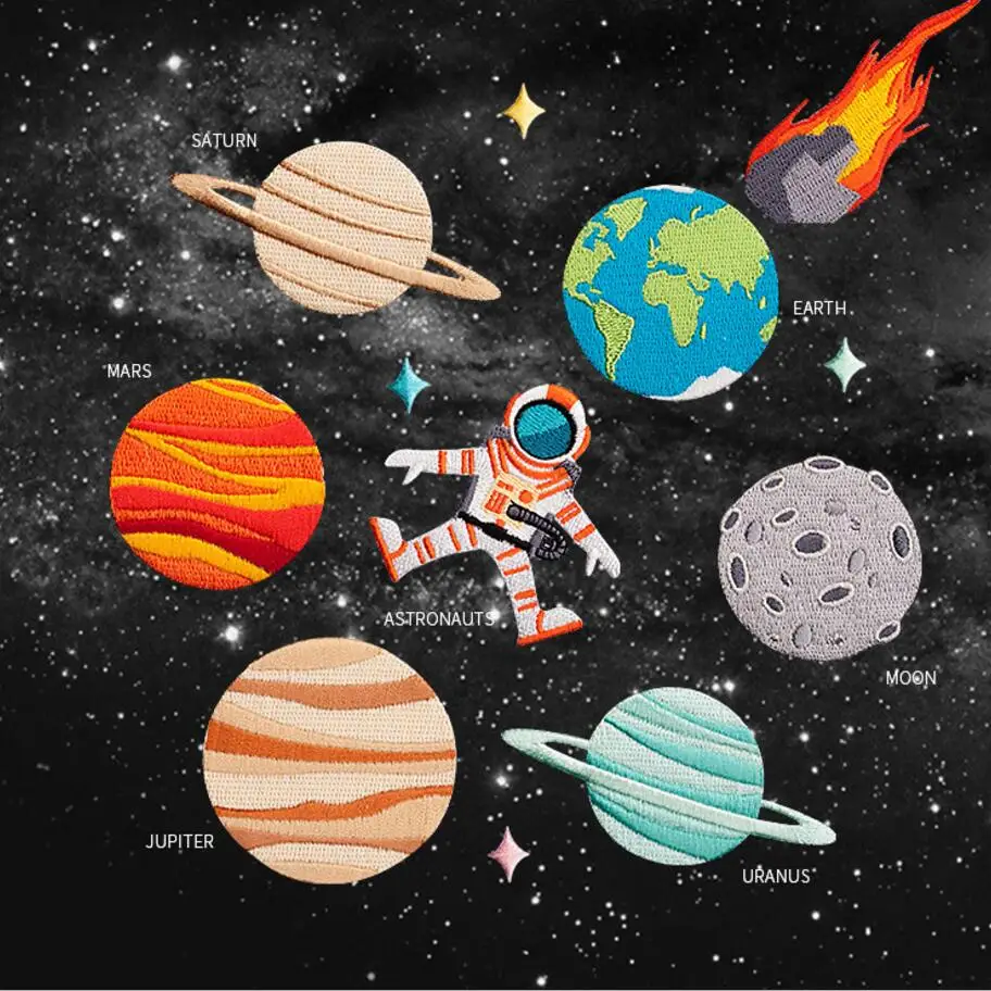 

Earth Universe Space Planet The Air Force Patches Iron On Embroidered Patch For Clothing Stick On Paste For Clothes Bag Pants