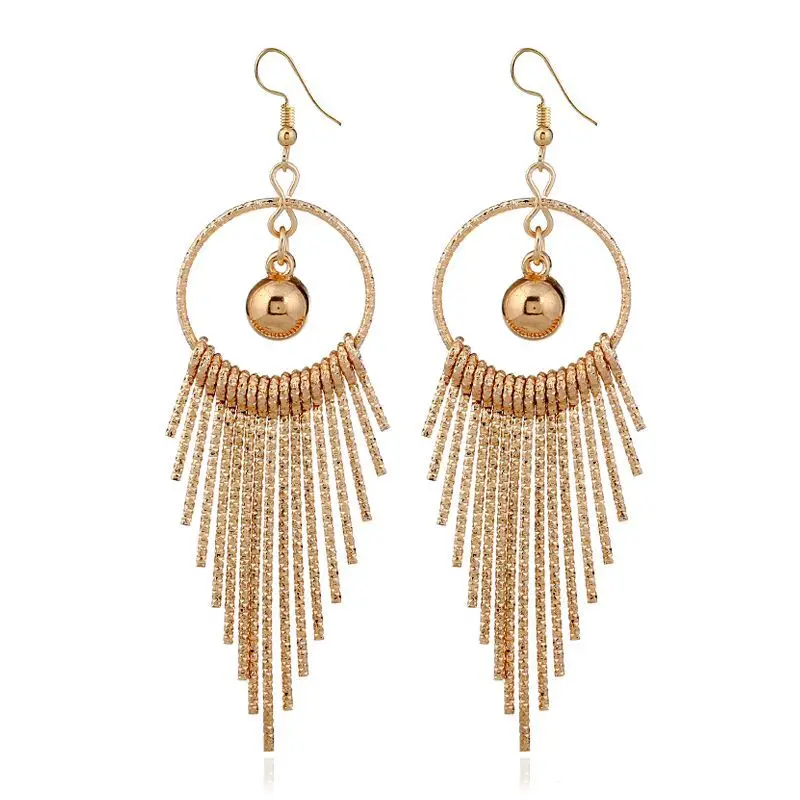 Fashion Vintage Swing Earrings for Women Jewelry Shiny Tassel Earring Long Drop Dangle Earring 2044