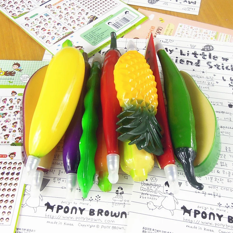 2pcs Ballpoint Pens Cute Fruit Vegetable Shaped Novelty Pens