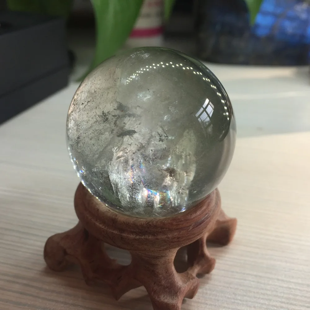 

Only Rare Clear Green Phantom Quartz Ball Sphere for Photography Crystal Ball Ornament FengShui Divination Quartz Magic Ball