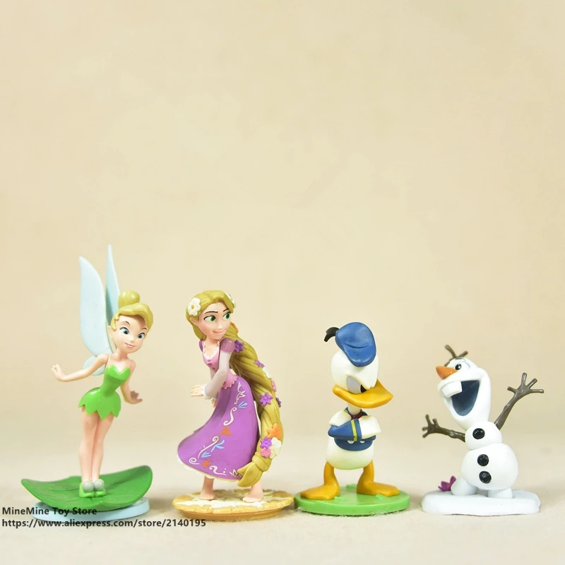 

DISNEY Tinker Bell Donald Duck Olaf 7-11cm Action Figure Model Anime Mini Decoration PVC Collection Figurine Toy model children