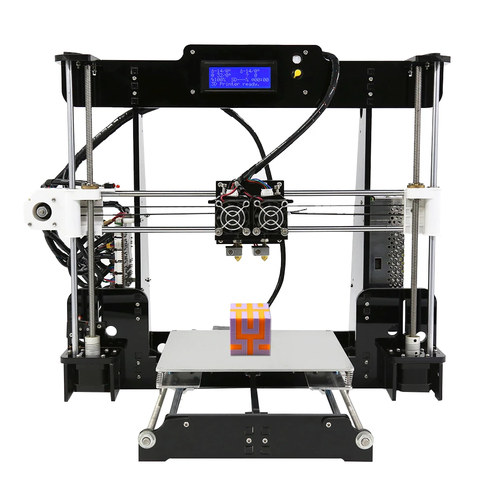 

Dual Extruder Prusa i3 3D Printers Acrylic Frame Upgrade Anet A8M DIY Desktop Pulley Linear 3D Printer with PLA or ABS Filament