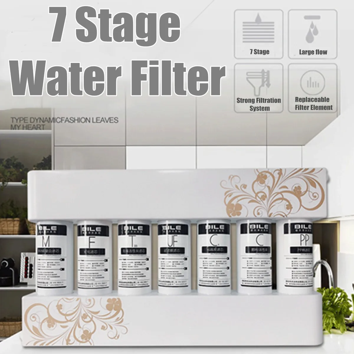 

7 Water Filter System Home Purifier Faucet Household Ultras Filtration Water Filter Kitchen Purifier With Accessories Set