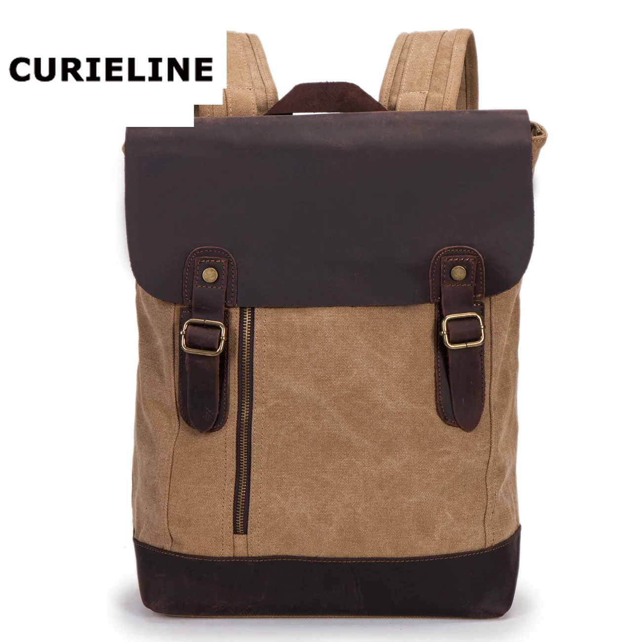 

CURIELINE leather rucksack multi function men's travelling bag student leather computer backpack