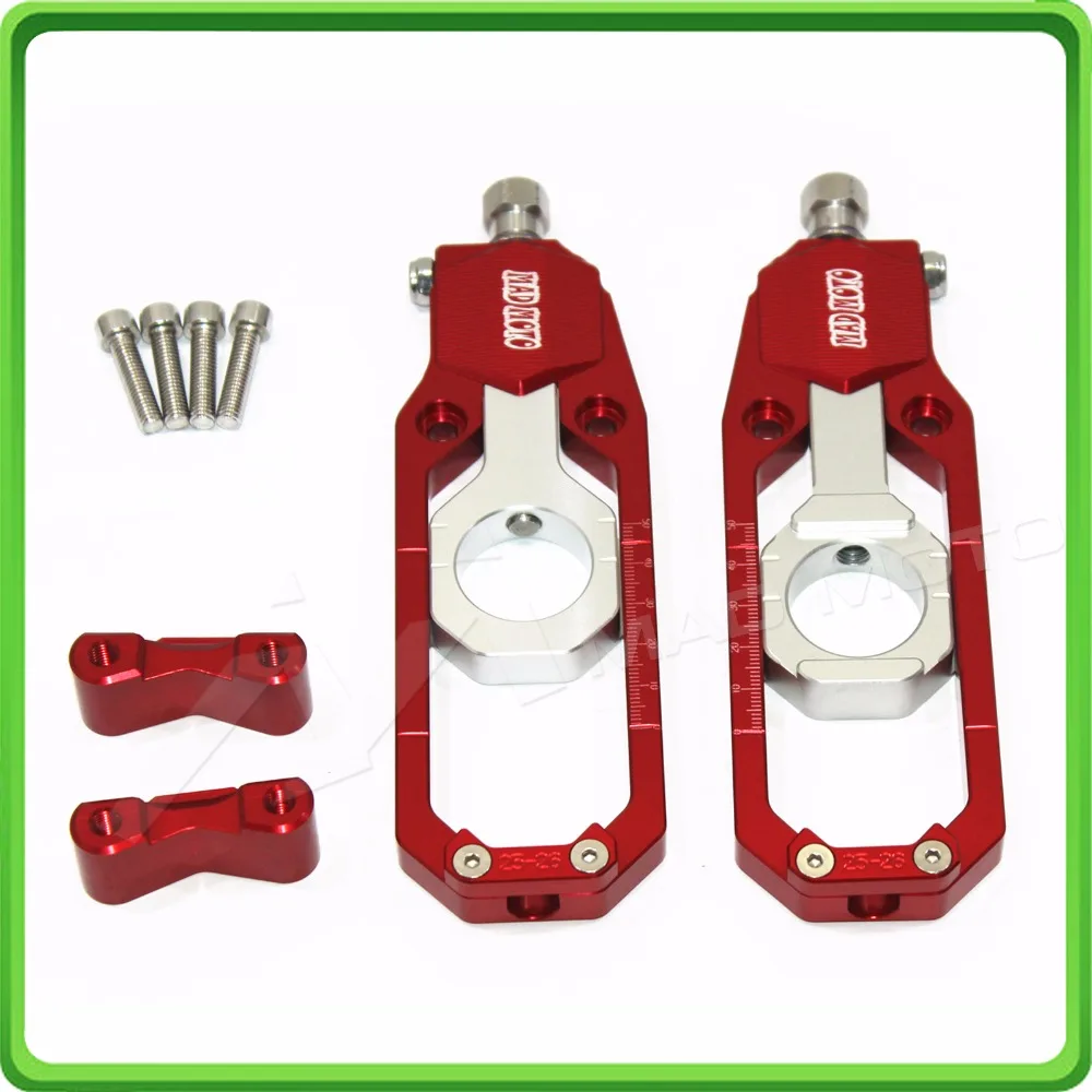 Aluminum motorcycle Chain Tensioner Adjuster fit for YAMAHA R1 YZF R1 2015 2016 2017 YZF-R1 15 16 17 Red & Silver (11)