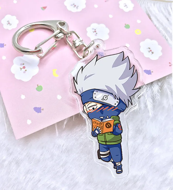 Naruto keychain de acrílico de Kakashi Gaara Sasuke Akatsuki miembros Itachi colgantes Llavero Cosplay alrededor regalo Llavero Chaveiro