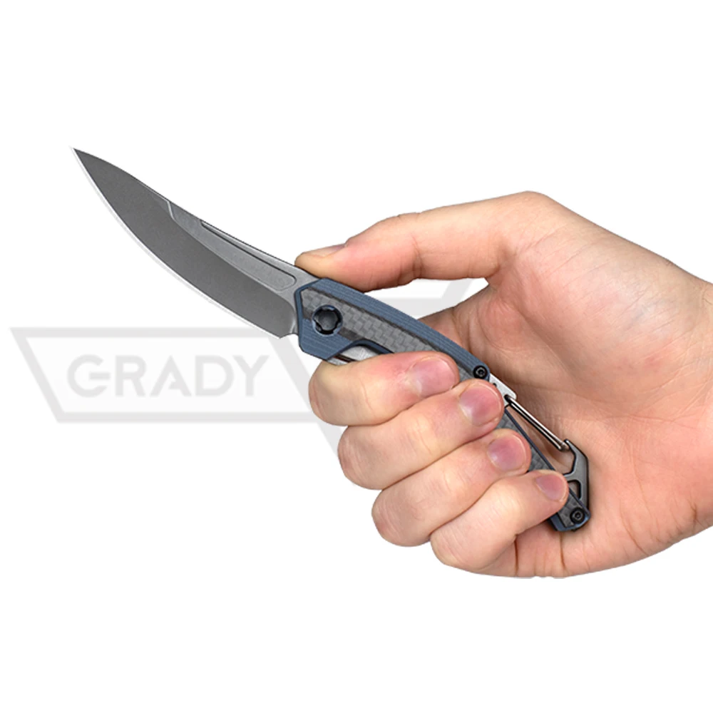 Grady Fung OEM 1225 реверберации XL ручка карабина складной нож 8cr13mov серый лезвие синий G10+ углеродное волокно+ стальная ручка карманный EDC