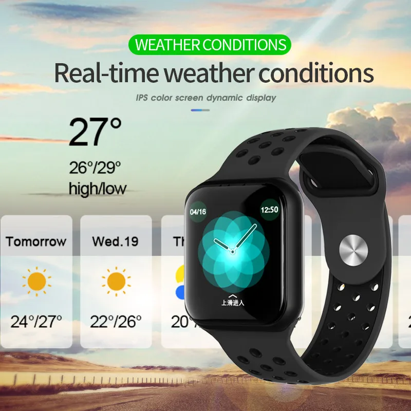 Смарт часы Wearpai F8 для мужчин водонепроницаемые IP67 с пульсометром цветной дисплей