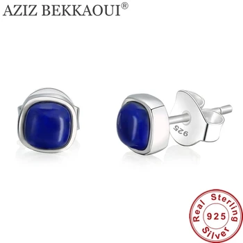 

2020 New Style 925 Silver Earrings for Women lapis lazuli Stone Stud Earring 100% Sterling Silver Earring for Girl Gift for Mom