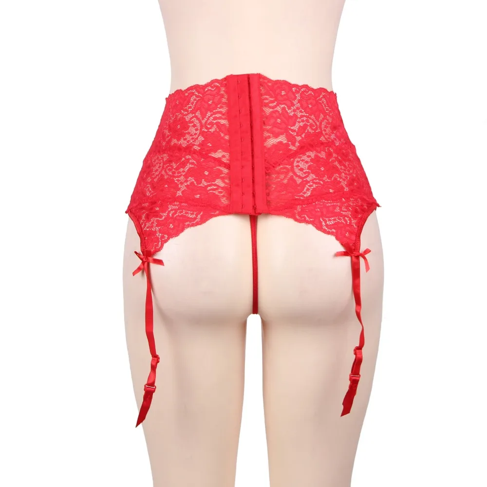 Lace Suspenders Women Sexy High Waist Garter Belt With Stockings Set Black Red Porte Jaretelles Femme Wedding Garter Panty P5159