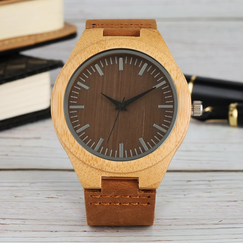 Retro Coffee Dark Blue Dial Quartz Men's Watch Luxury Round Dial Analog Leather Band Fashion Men Sport Watch relogio de Madeira 2018 (14)