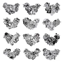 VODOOL 25Pcs Black White Sticker Bomb Doodle Sticker Graffiti Motorcycle Bicycle Luggage Bags Laptop Vinyl Decals Kid Stationery