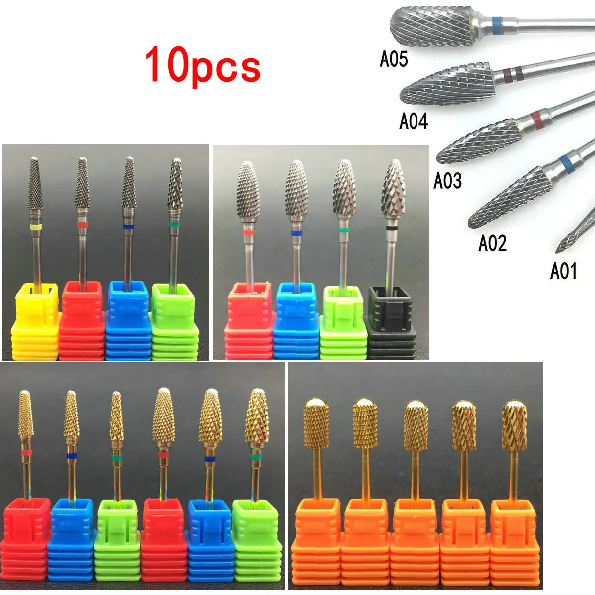 10 шт./компл. Керамические фрезерные маникюрные станки карбидные сверла для ногтей керамические твердосплавные фрезы инструменты для ногтей