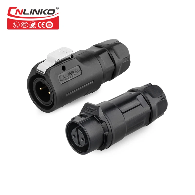 

Linko Black Plastic Shell Electrical Male Plug Wire Connector M12 Waterproof 2 Pin Aviation In-Line Connector for Solar Energy