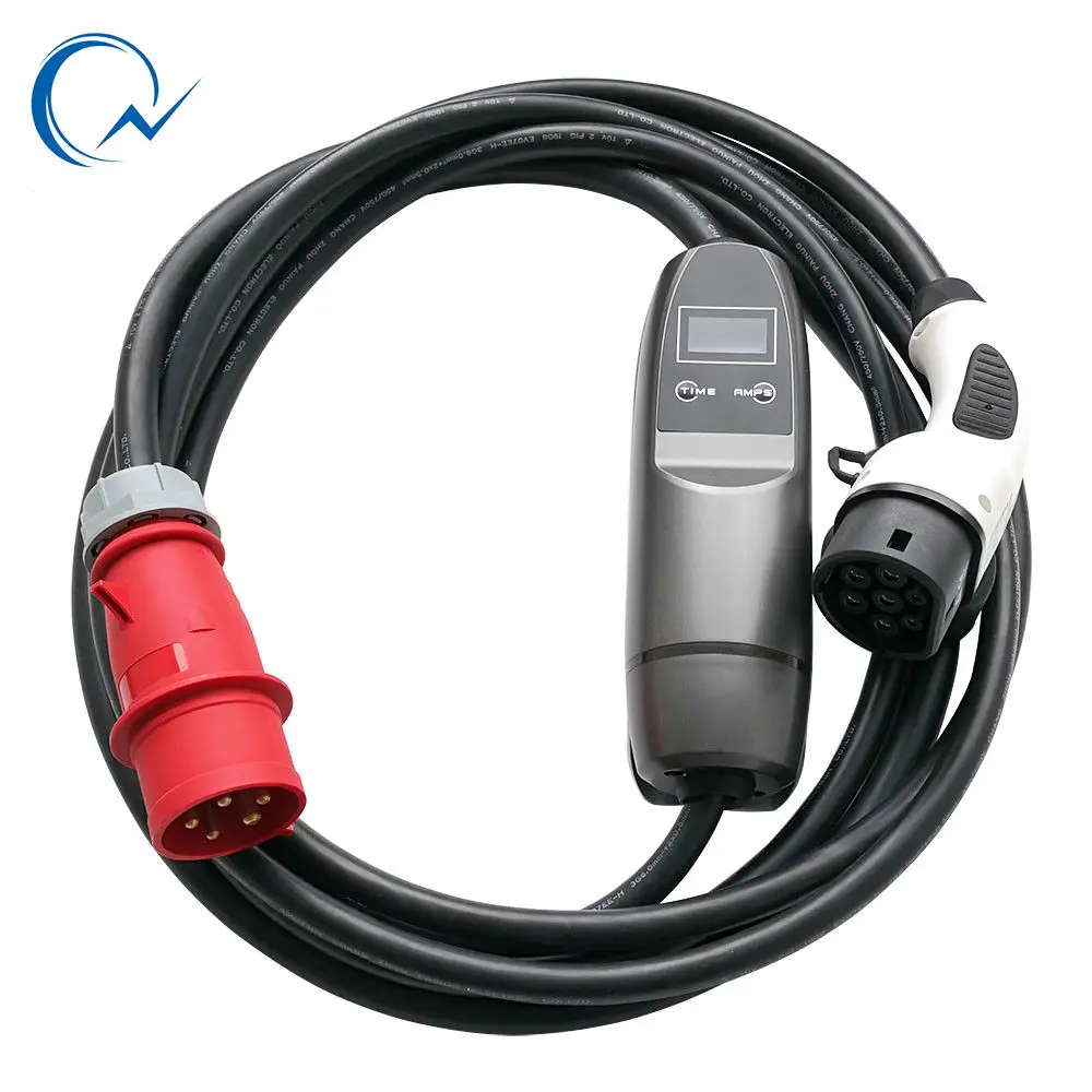 

Adjustable EVSE 62196 Type2 EV charger 32A With LCD display EV Adjusatble Current three phase Electric Car Vehicle EV Charger