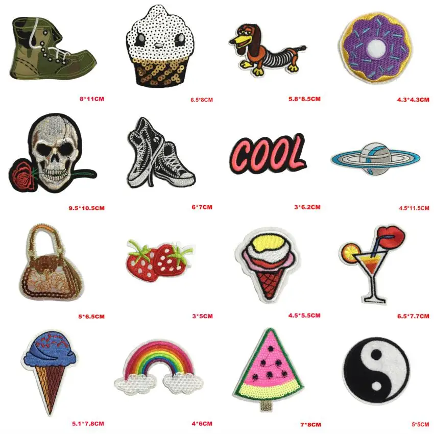 

1PCS Rainbow Fruit Space Patch Iron On Kids Cartoon Patches Cheap Embroidered Cute Patches For Clothes Stickers Applique Badges