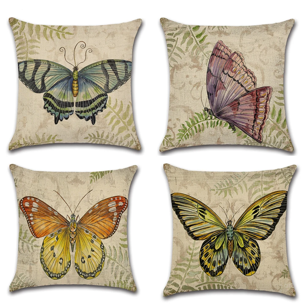 YWZN Cute Butterfly Pattern Pillow Case Beautiful Butterfly Cotton