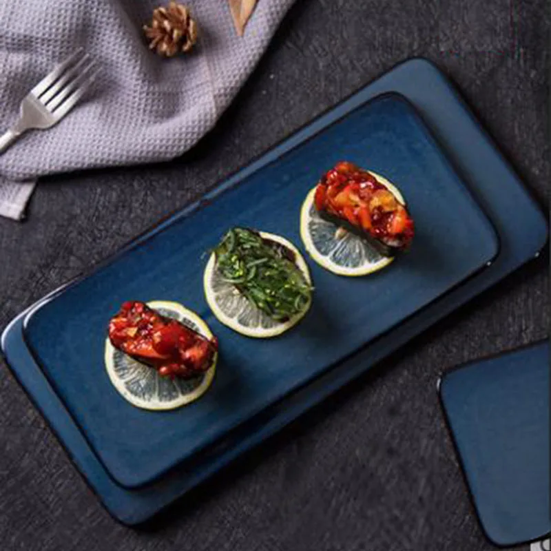 

NIMITIME Ceramic Long Plate Western Flat Plate Sushi Cold Dish Cake Dessert Plate Restaurant Tableware