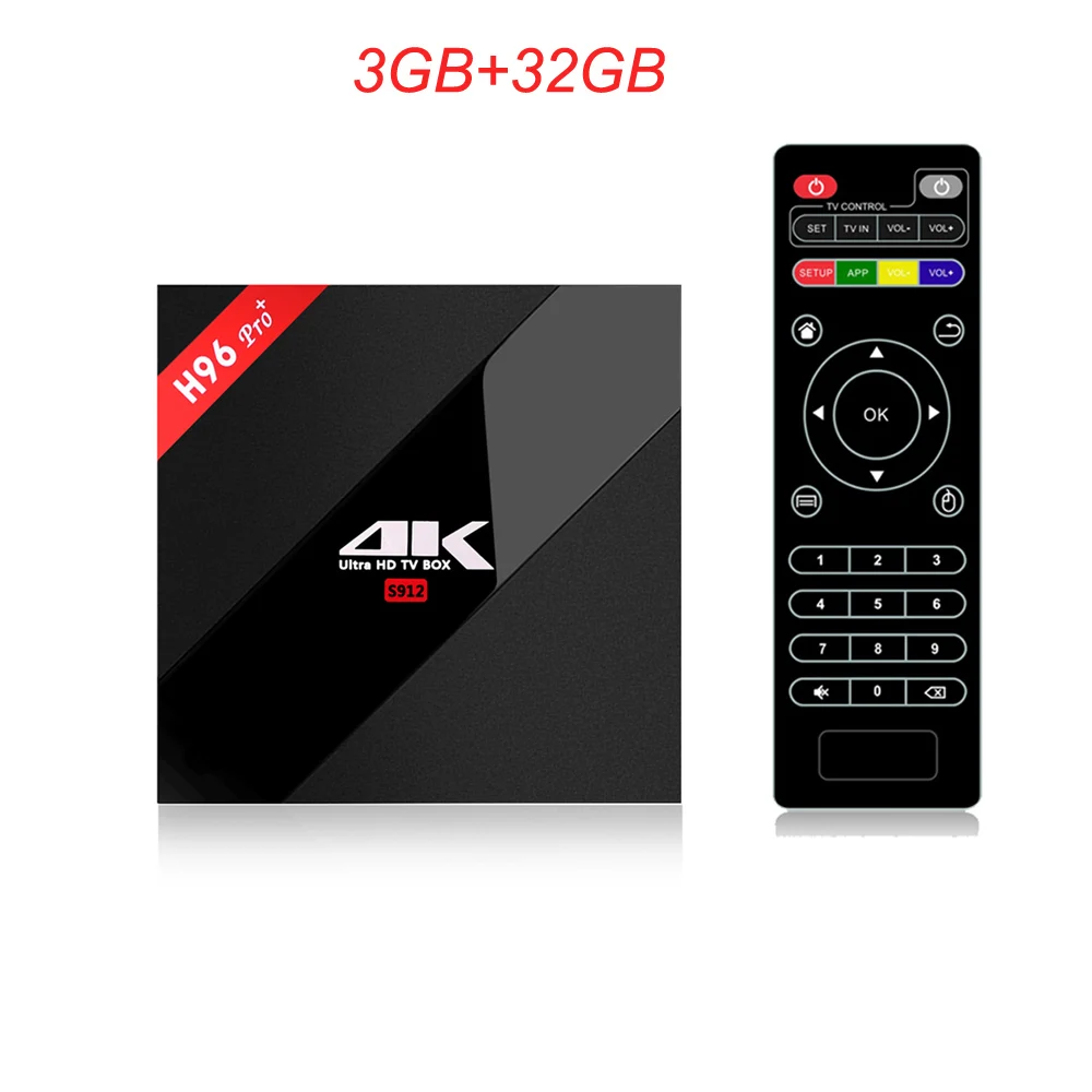 3G 32G TV BOX Shinsklly H96 PRO+ Смарт ТВ приставка Android 7,1 Amlogic S912 Восьмиядерный ОЗУ 3 ГБ+ 32 ГБ Android ТВ приставка wifi 4K медиаплеер телеприставка - Цвет: 3G 32G TV BOX