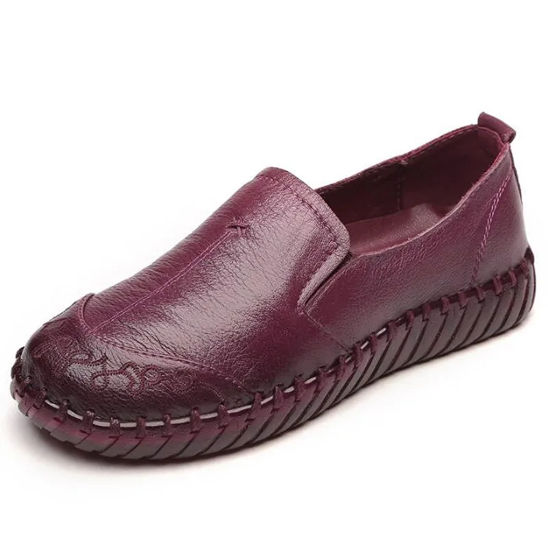 

2019 New Autumn Soft Bottom Breathable Soft Genuine Leather Shoes Flat Shoes Woman Non-slip Wear Large Size Fashion Casual Shoes