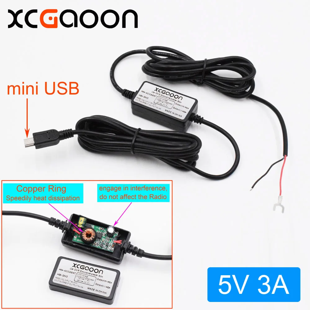 Xcgaoon 10 шт. прямо мини USB Автомобильное Зарядное устройство DC преобразователь модуль 12 В 24 В до 5 В 3A качество низкая Напряжение защиты Длина 3.5