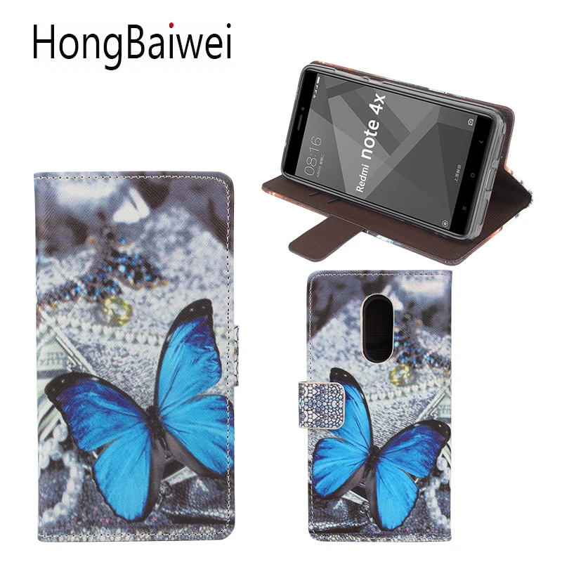 

HongBaiwei Cover For Xiaomi Redmi Note 4X Phone Cases Folio Flip Premium Pattern PU Leather Wallet Case with Cash and Card Slots