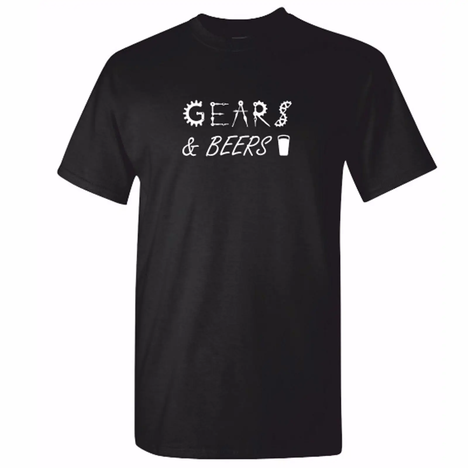 Mens GEARS & BEERS Tshirt Motocross Motorbike Car Mechanic Funny TopT