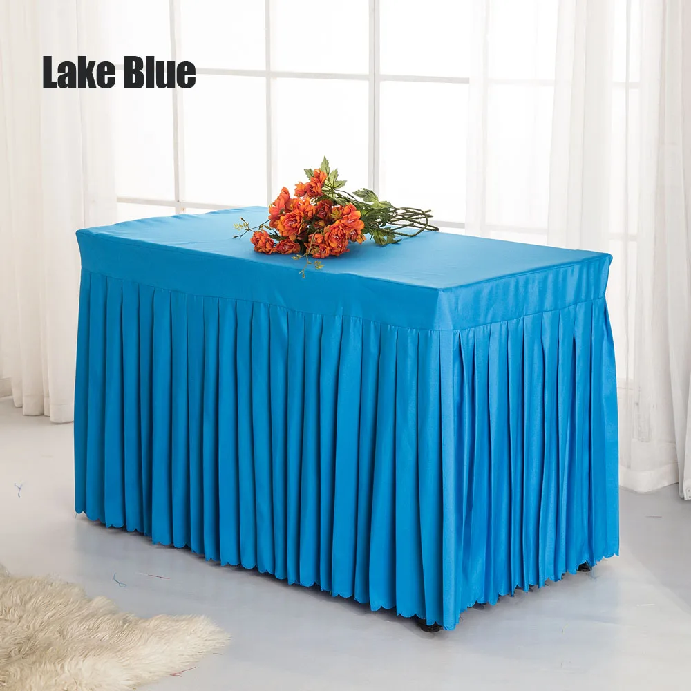 Многоразмерная прямоугольная полиэфирная скатерть для приемной встречи, юбка для отеля, банкета, свадебного торжества, покрытие для стола, красный/зеленый/белый - Цвет: Lake Blue