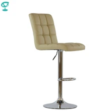 Barneo N-48 эко-кожа кухонный барный стул с мягким сиденьем на газ-лифте цвет бежевый мебель для кухни кресло для нейл бара по России