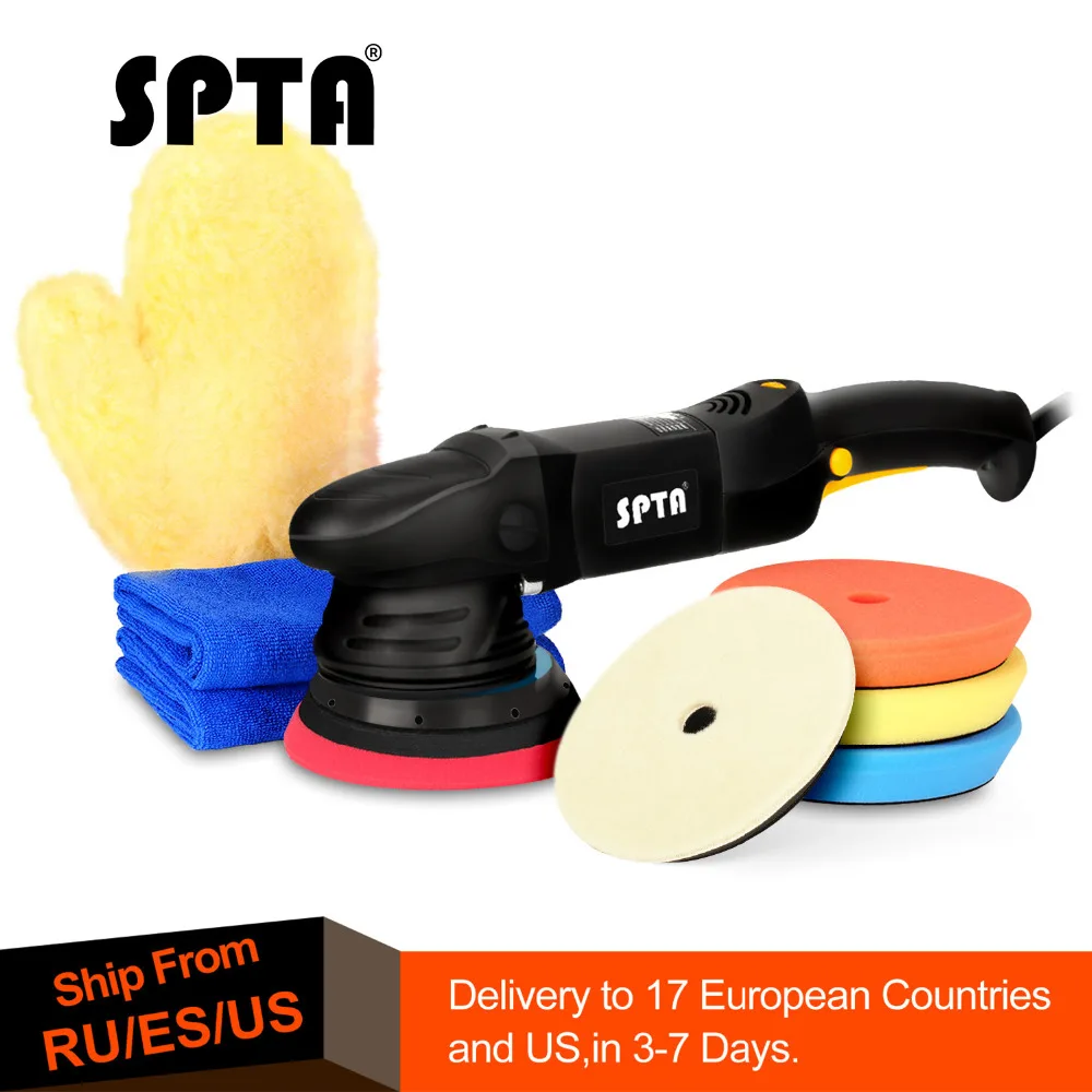 

SPTA 5" 15mm Car Polish Machine 220v Electric Dual Action Polisher Home DIY Polishing Machine Mini Portable Car Polisher
