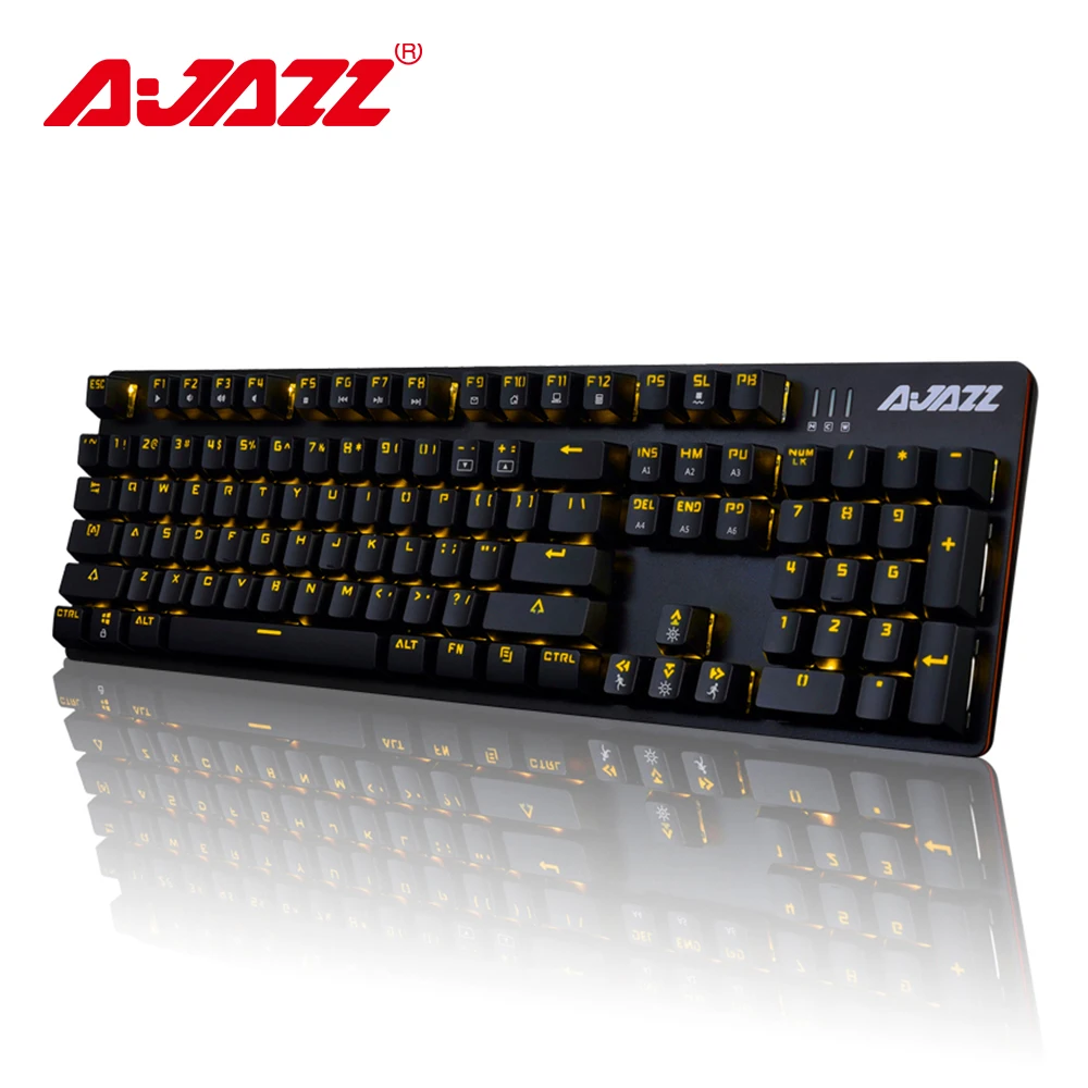 Billig Ajazz ROBOCOP verdrahtete mechanische tastatur gaming tastatur hintergrundbeleuchtung anti geisterbilder N key rollover Braun Schwarz Rot  blau Schalter