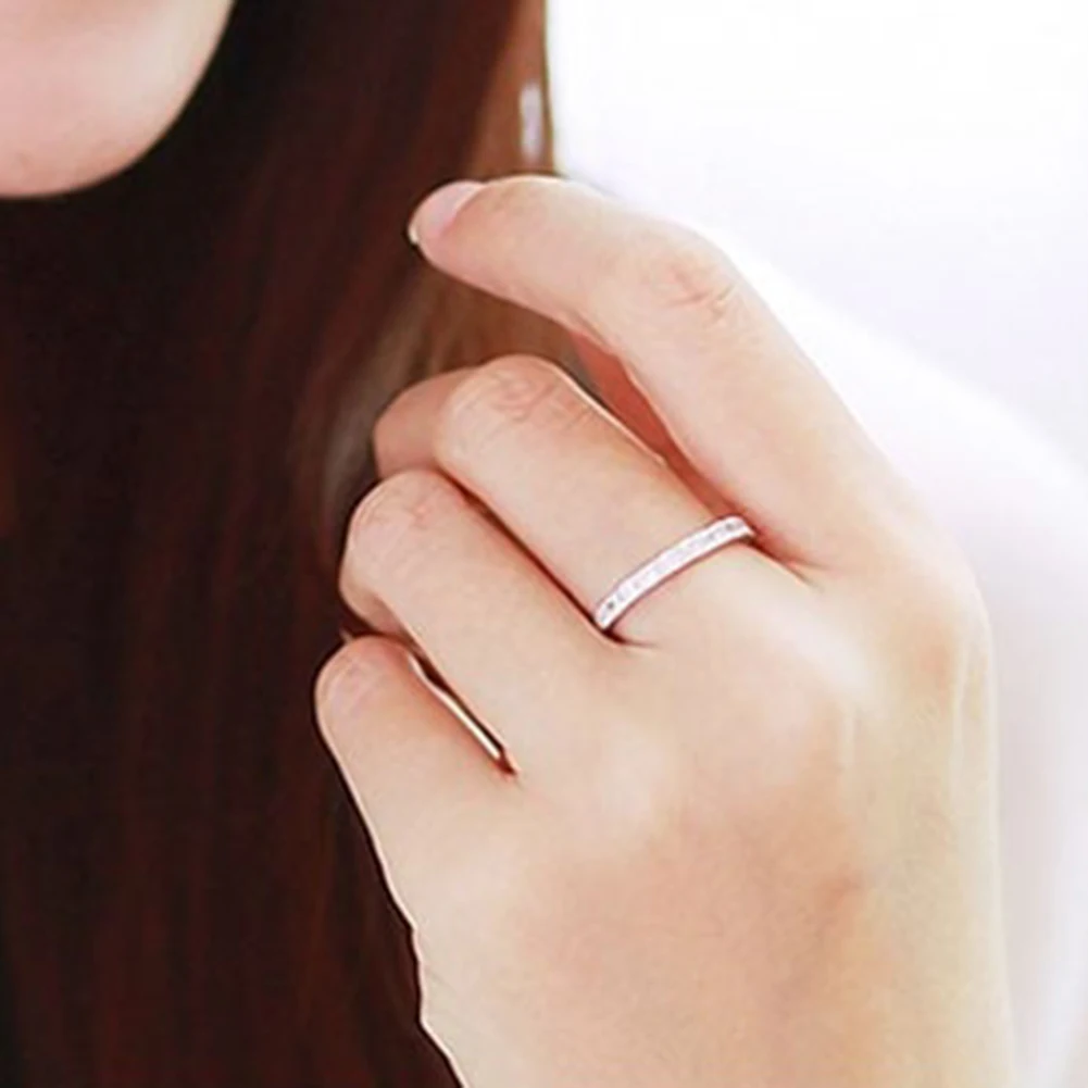 Fashion Women 925 Sterling Silver Rhinestone Wedding Engagement Ring Jewelry Thin Aros anello anillo bague anel