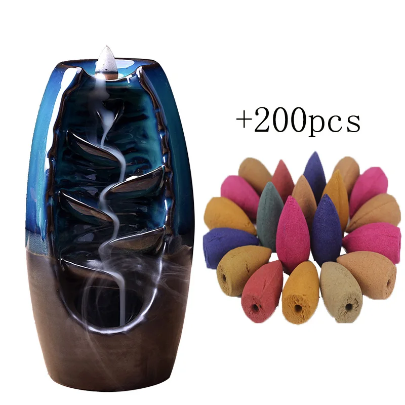 

Mountain River Handicraft Aromatherapy Censer Cone Incense burner Waterfall Backflow Holder Ceramic Smoke 60pcs/100pcs/200pcsMix