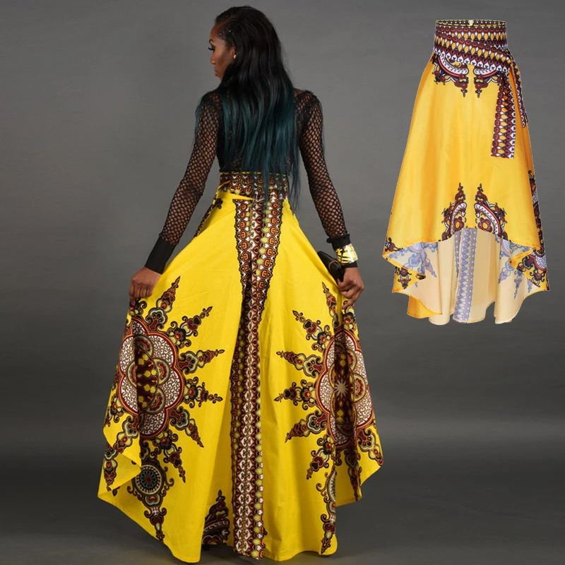 Женские африканские Дашики Анкара платья эластичные летние Vetement Femme Базен Макси пляжный принт Высокая талия юбка женская одежда