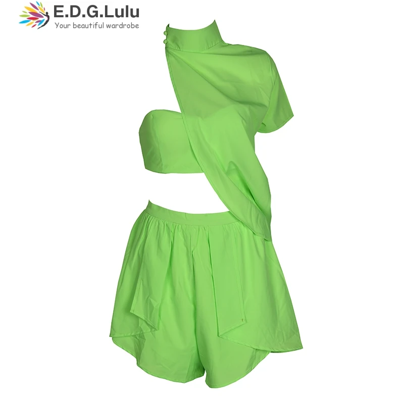 women suit sexy club neon green pink beach casual party shorts  irregularities off shoulder prom streetwear 2019 female summer modest cheap men suit pink one button groom suits mens groomsmen slim fit best man prom celebrity groom tuxedos cheap jacket pa