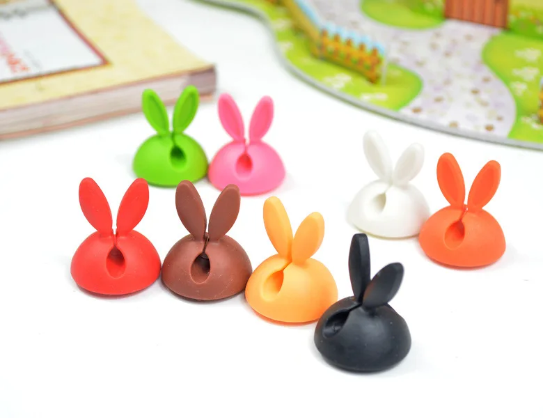 

Cute Rabbit Ears Cable winder 4PCS/lot Cable Wire Organizer Cable Clip Tidy USB Charger Cord Holder desktop Cable Winder