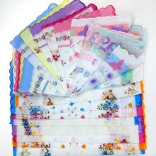 10 шт. Цветочный платок античный цветочный вышитый шарф Hankie мятный