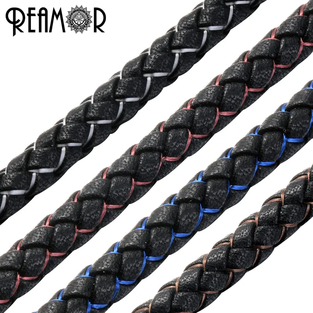 

REAMOR 4 Colors 6mm Genuine Braided Silk Leather Rope String Cord For DIY Bracelet Jewelry Craft Making Findings Wholesale