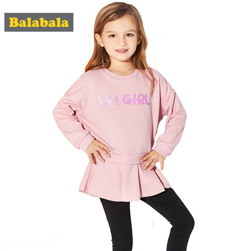

Balabala 2018 Spring clothes Sets for Girls cotton Dress+leggings Children Clothing Letter Print Suits comfort Kids clothes suit