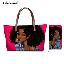 Coloranimal/комплект сумочки и кошелек из ПУ искусственной кожи с принтом для девочек, 2 предмета, Женская Ручная сумка для девочек-подростков