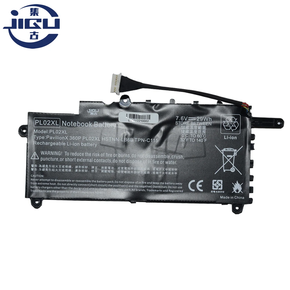 JIGU 2 ячейки батареи ноутбука HSTNN-DB6B HSTNN-LB6B PL02XL PL02029XL 751681-421 TPN-C115 для HP павильонов 11 X360