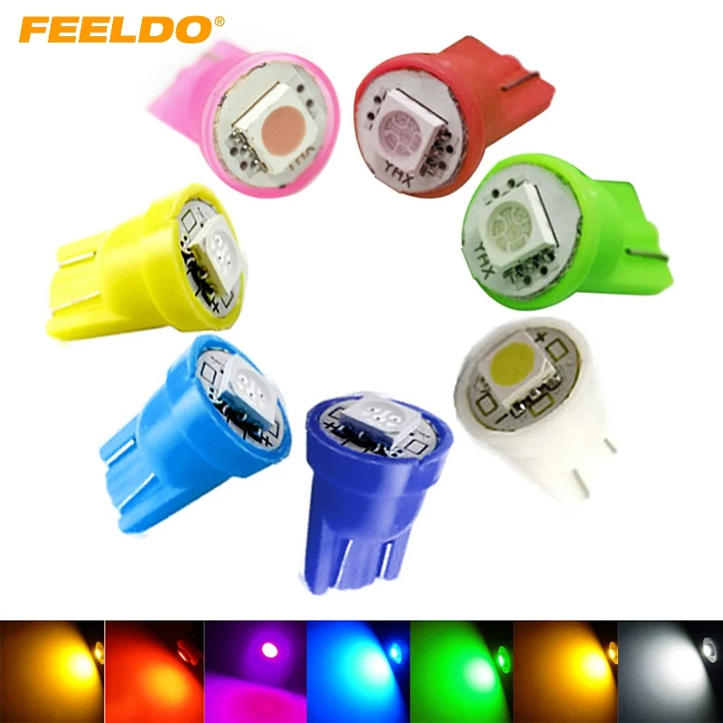 

1000Pcs DC12V Car 168 194 T10 5050 Chip 1SMD 1 LED Wedge Base Car LED Light Bulbs 7-Color #FD-1525