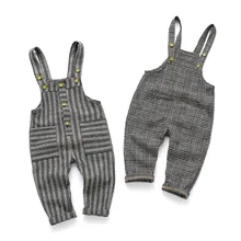 Демисезонный для маленьких мальчиков комбинезон для девочек хлопковые в полоску клетчатый комбинезон Дети Мода карман брючный сарафан комбинезон для малыша
