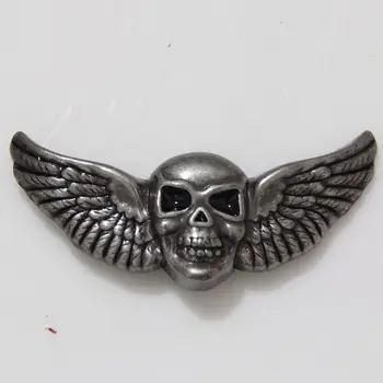 

(KB705) 10pc Skull Wings Cycle Concho 2"(5.1 cm) x 1"(2.5 cm) Antique-Silver