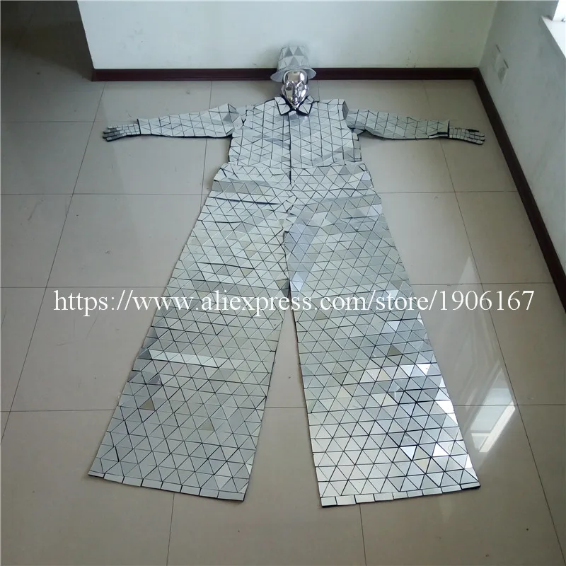 Mirror Clothing Event Party Supplies Mirror Design Dazzling Fashion Costume Men Women Street Art Reflective Clothes Robot Suit04