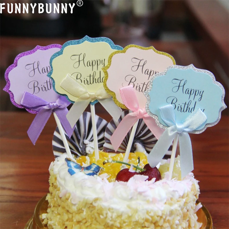 FUNNYBUNNY фестиваль вечерние с форма для выпечки DIY дизайн бумаги торт украшение вставка счастливое украшение для именинного торта 5 упаковок